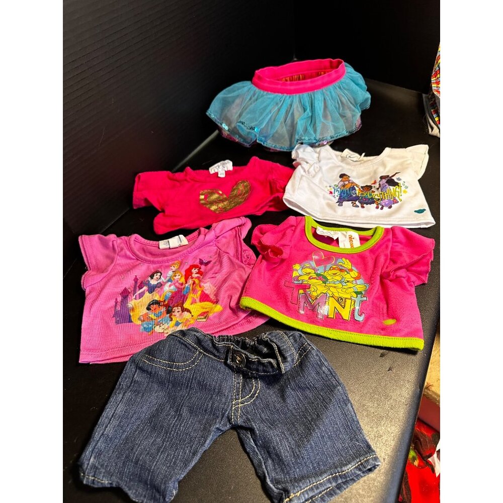 Build A Bear Workshop BABW Clothing Lot Encanto Disney TMNT 3 shirts jeans skirt